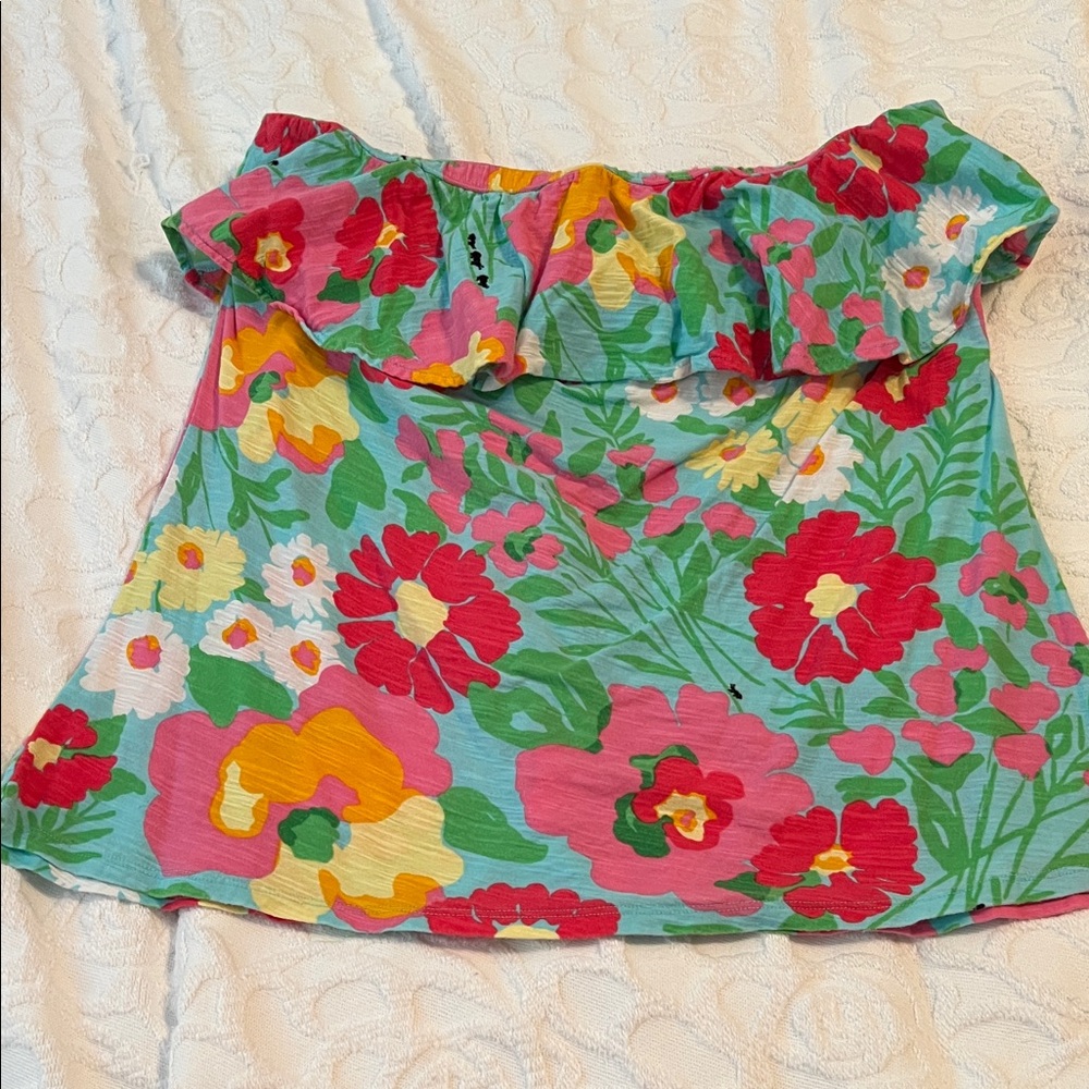 Lilly Pulitzer Multicolor Floral Ruffle tube Top